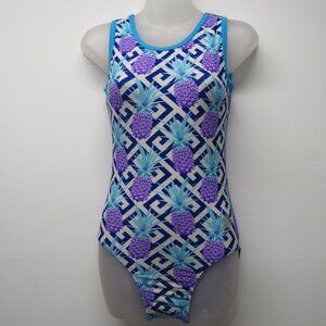 Snowflake Designs Refresh Pineapple Print Gymnastics Dance Leotard Women's M ⭐
